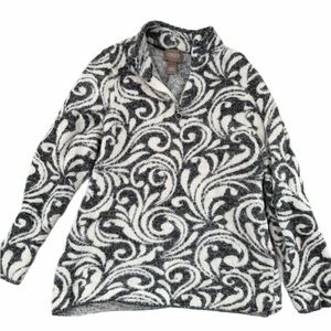 Chico’s Gray & White Swirl Quarter Zip Pullover Sweater